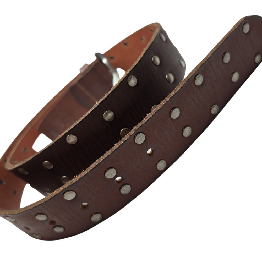 NEW Lucky Brand Women's / Men's Leather Belt Silver Studded NWT Brown BUWF2403H